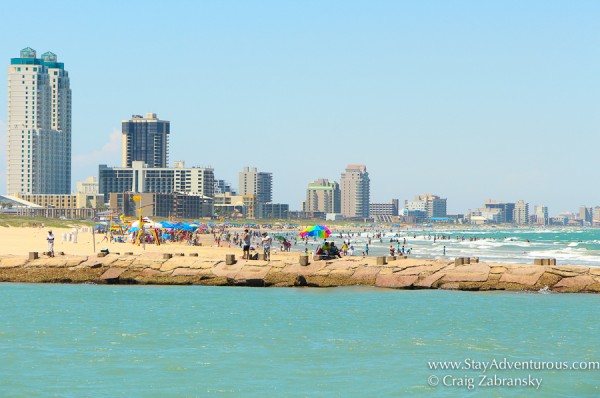 view of the beach of South PAdre Island, Texas from the Osprey Dolphin Cruise