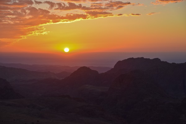 sunset from wadi musa outside petra in jordan