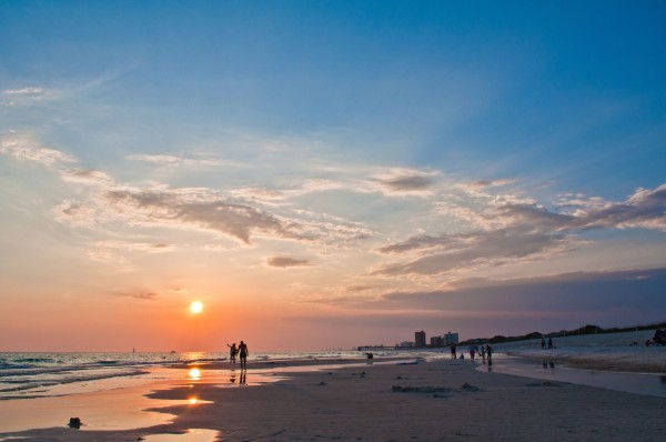 view of Panama Beach city at sunset