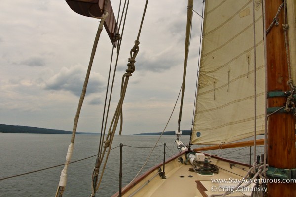 Sailing on the Schooner True Love in the Finger Lakes from Watkins Glenn, New York