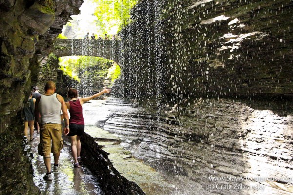 hiking the trail in Watkins Glenn State Park in New York's Finger Lakes