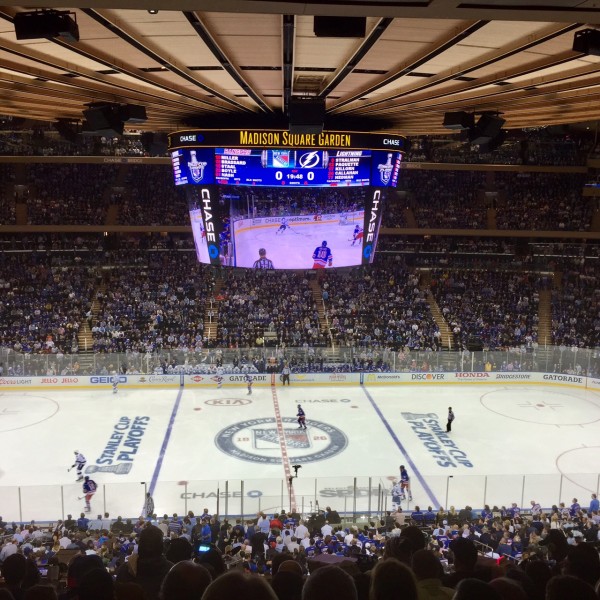 New York Ranger Hockey game at Madison Square Garden from my seats