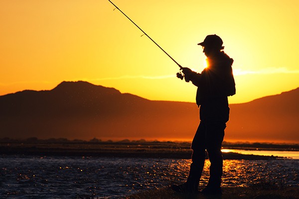 sunset fishing in the mongolia