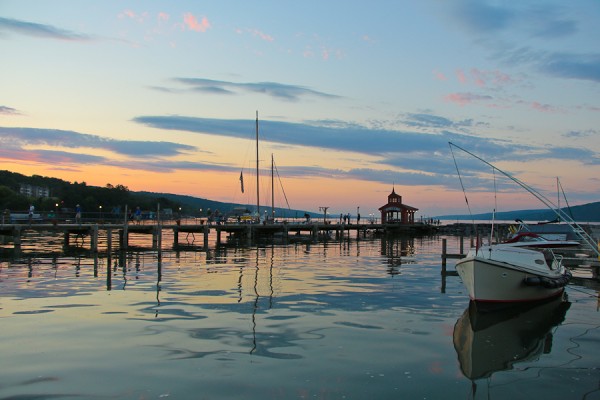 Enjoying the sunset moment at the Glen Watkins Harbor Hotel on Seneca Lake in the Finger Lakes of New York