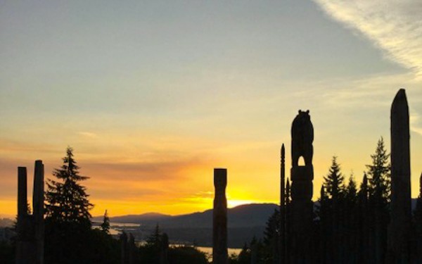 sunset view of Burnaby Mountain in British Columbia, Canada