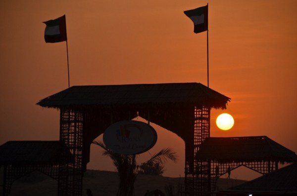 sunset in the dubai desert