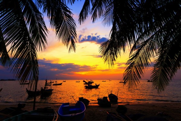 the beach sunset in Goa, India