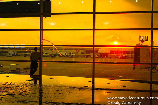 the bright orange sky at DTW