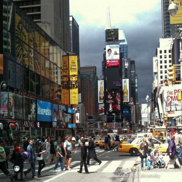 walking through Times Square, NYC