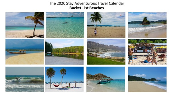12 months of beaches in the 2020 Stay Adventurous Travel Calendar