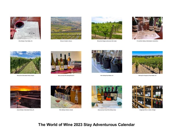 wine images for stay advenutrous 2023 travel calendar back cover