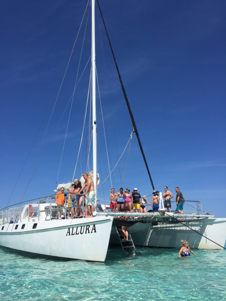the catamaran in stingray city booked through the Carnival Excursions of the Carnival Vista