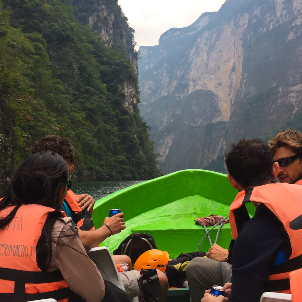 on a boat inside Sumidero Canyon outside Tuxtla Gutierrez, Chiapas Mexico