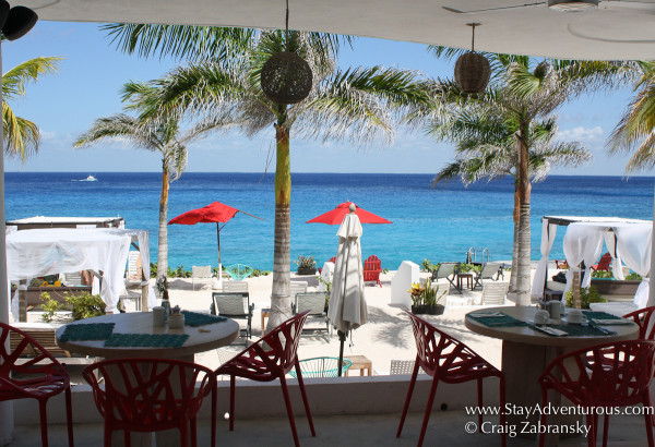 the restaurant view inside Hotel B, Cozumel, Mexico