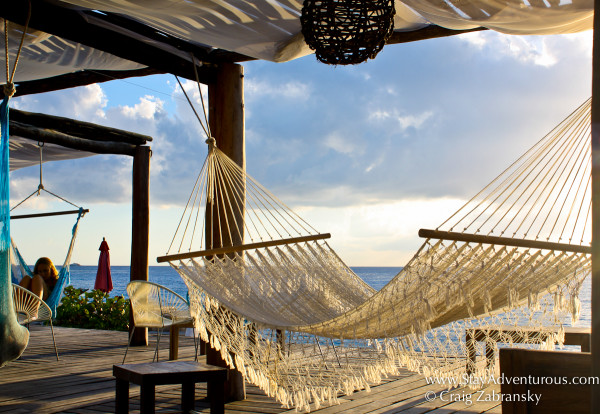 the hammocks at hotel B in Cozumel, Mexico