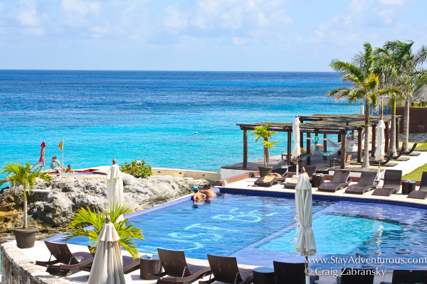 the view of the pool and hot tub at hotel b, Cozumel, Mexico