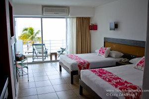 a basic ocean view room in hotel B in cozumel, mexico