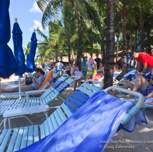 the lounge chairs at paradise beach, cozumel