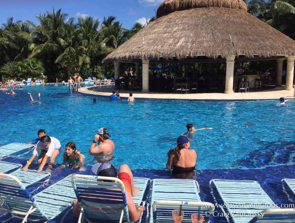 the pool, the largest heated pool on Cozumel, found at Paradise Beach Club