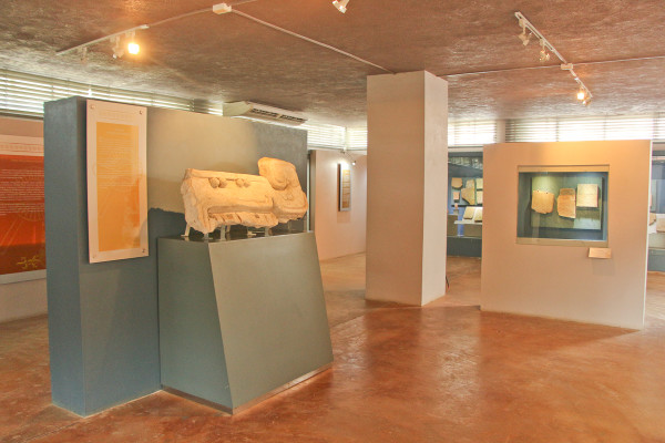 inside the museum at comalcalco, a mayan site in tabasco, mexico