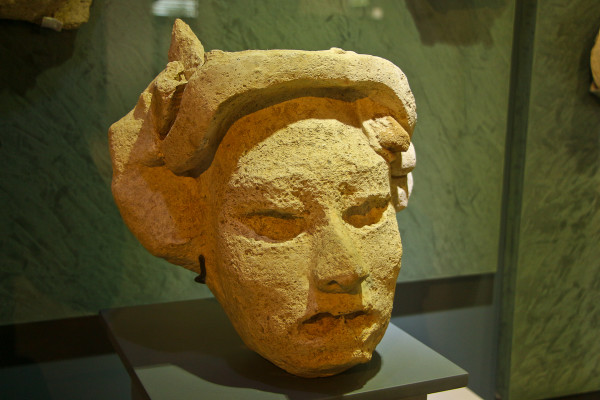 inside the museum at the mayan site of Comalcalco, Tabasco, Mexico