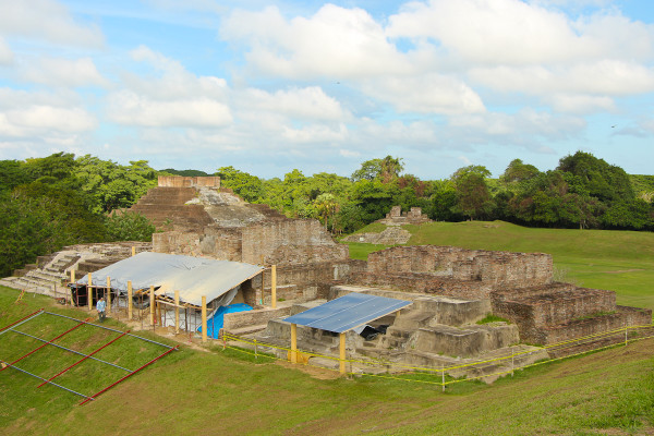 Restoration at the North Plaza at Comalcalco Mayan Site in Tabasco, Mexico