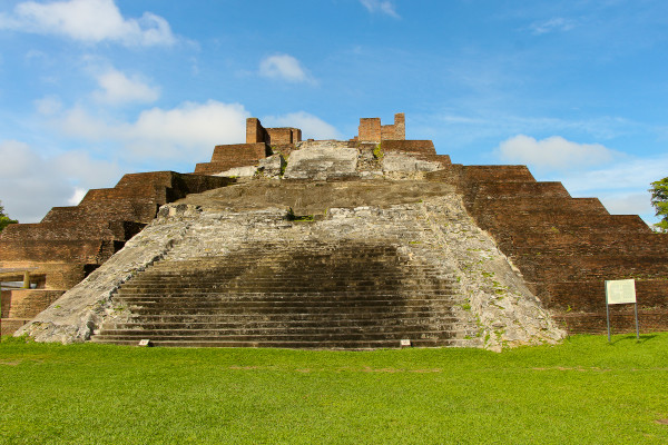 Temple I in the North Plaza at Comalcalco Mayan Site in Tabasco, Mexico