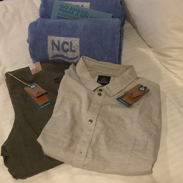 unpacking on the Norwegian Bliss my new prAna attire