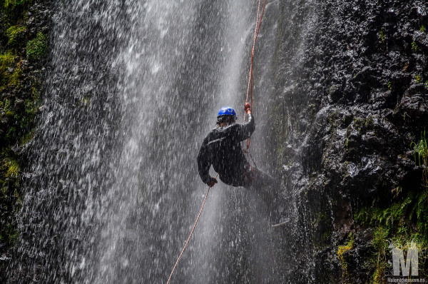 Cascada del Obraje, enjoying the rappel descent on the waterfall outside of Malinalco, Mexico