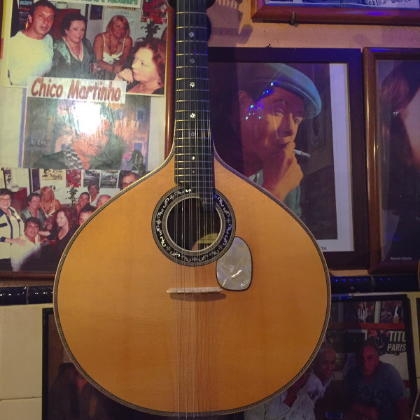 the Fado music Portugese Guitar inside Tasca do Chico in Barrio Alto, Lisbon Portugal