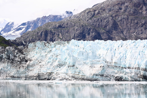 view from the HAL Cruise balcony inside glacier bay national park, alaska