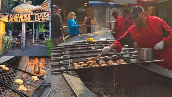 the salmn bake inside pioneer park in Fairbanks, Alaska