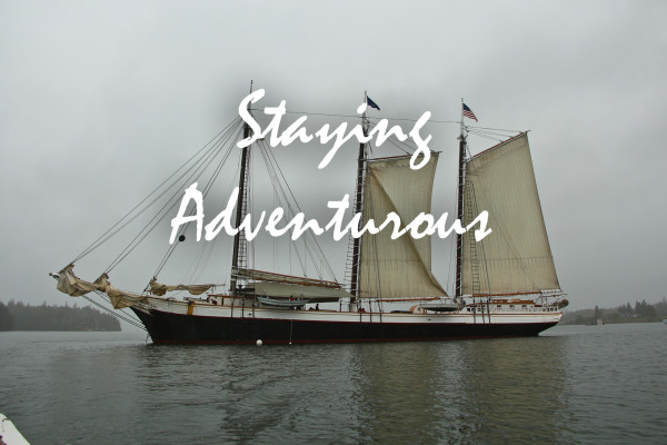 the schooner victory chimes anchored outside of North Haven in Maine