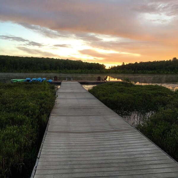 walking out to the 15 acre lake at the Destination Spa, the Lodge at Woodloch