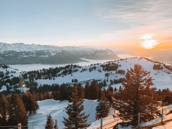 sunset from the queen of mountains, Mount Rigi in Switzerland