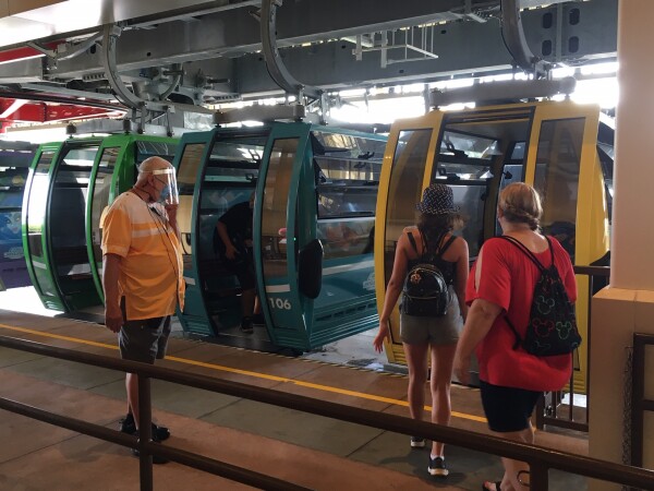 Boarding the Skyliner inside Walt Disney World