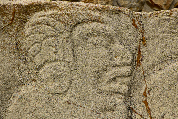 Danzantes, carved stone "dancers" in monte alban, oaxaca, mexico