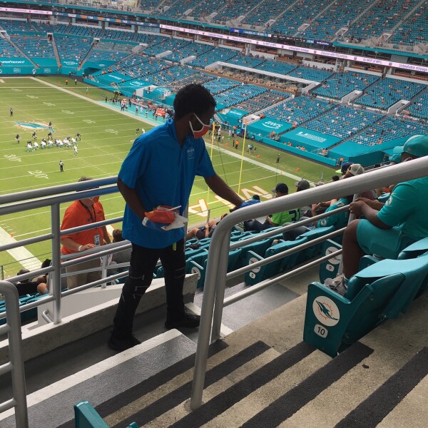 Hard Rock Stadium Covid Cleaning Swat Team during the Dolphins Game