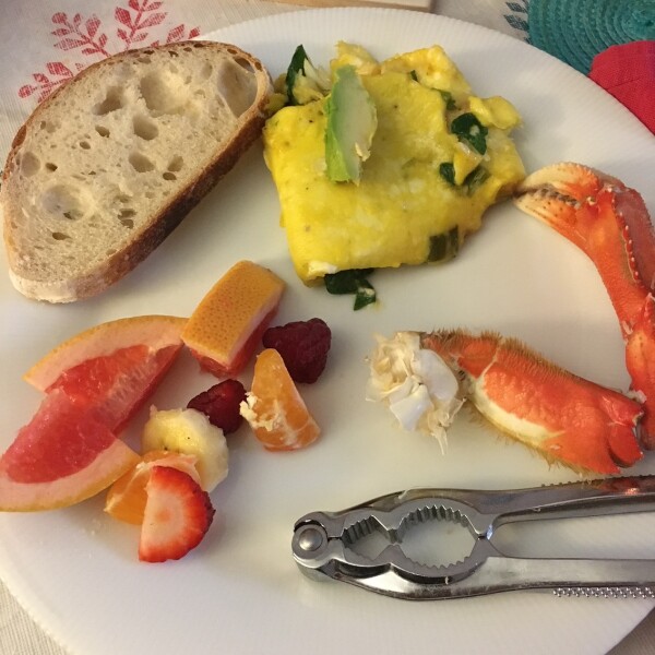 Dungeness Crab Omelette with a side of crab legs