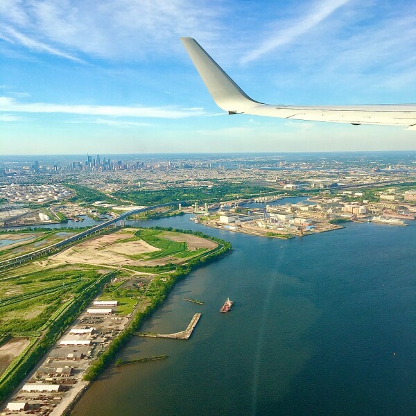 Window view on airplane at takeoff - philadelphia