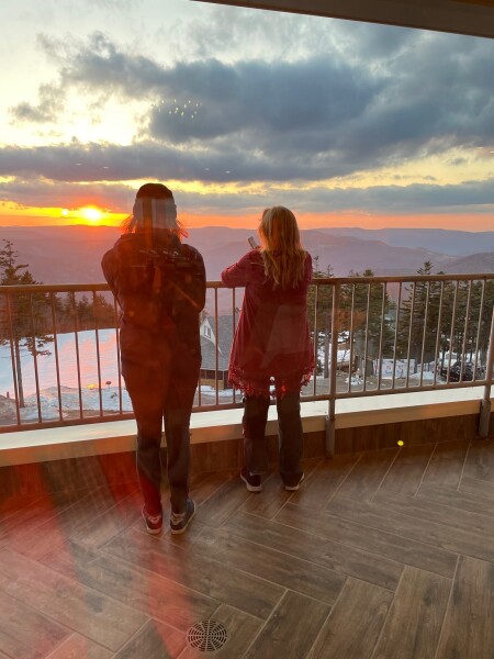 others outside capturing the sunset at Appalachia Kitchen in Snowshoe, WV