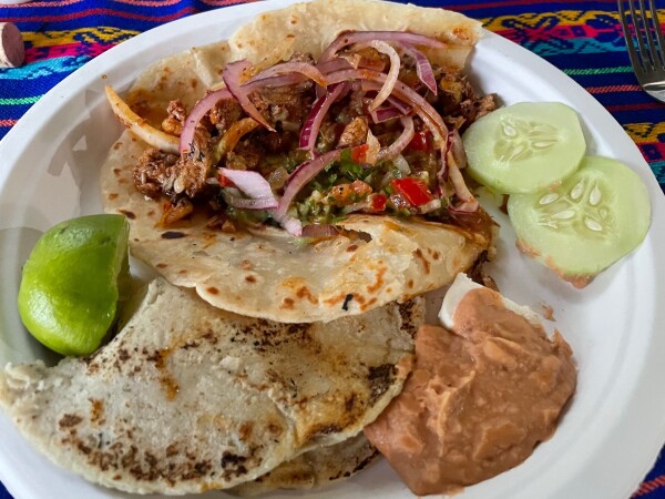 homemade tacos de cerdo en Las Cabanas de La Purisima, Baja California Sur, Mexico