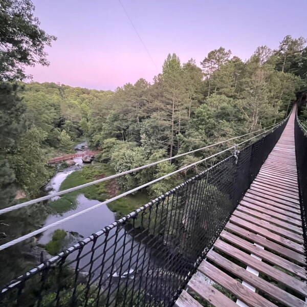 sunset at historic banning mills from the bridge 