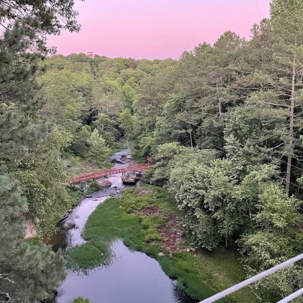 sunset from historic banning mills in georgia, USA