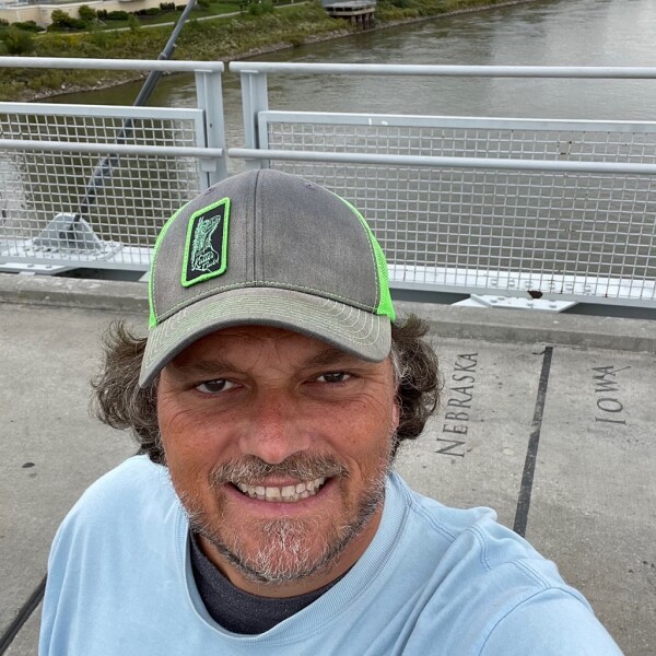 Walking on the Bob Kerrey Pedestrian Bridge in Omaha Nebraska