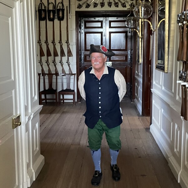 entering the govenor's mansion for a tour in colonial williamsburg, virginia