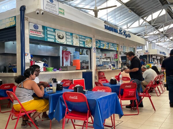 tacos in a mexican marketplace