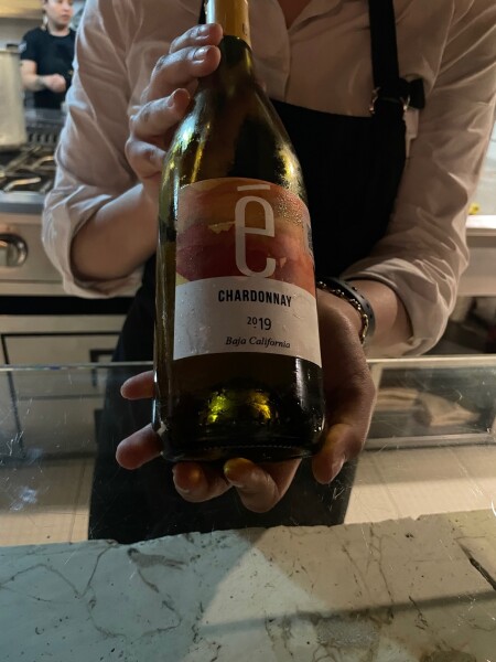 mexican wine served in nectar, a chardonnay from baja california