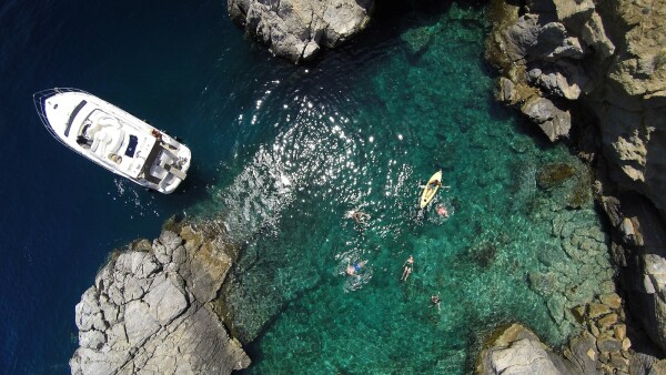 an incrediblue yatch charter view from above