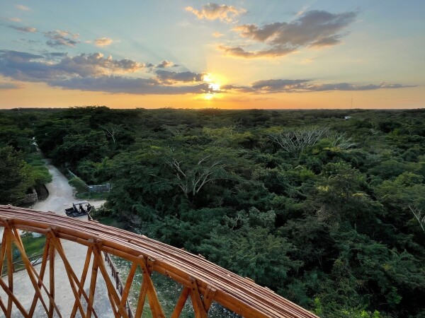 the view from atop el ojo al mirador, the lookout tower inside Destino Mio in the Yucantan, Mexico